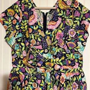 Retrolicious Greta Flowers Birds Nest Dress Size 3X Fit and Flare